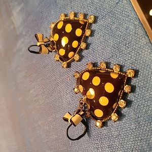 Betsey Johnson y2k Poka Dots heart earrings so cute